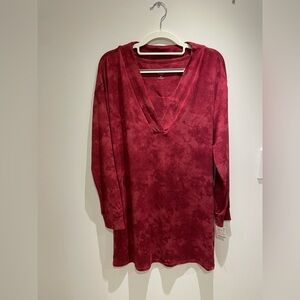 Jenni Burgundy V-Neck Long Sleeve Pajama Top